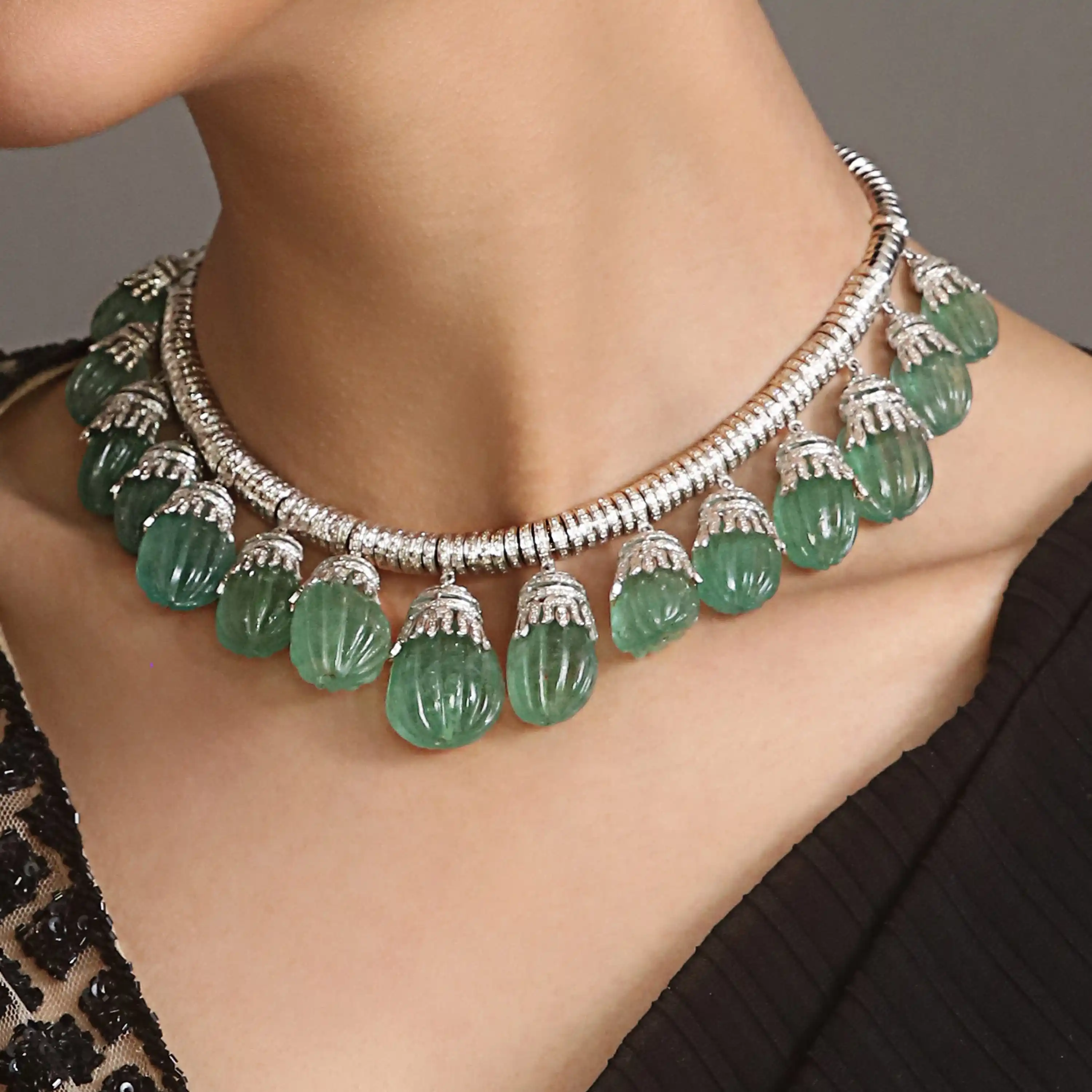Jewelry photography of necklace on lifestyle background using domyshoot 
